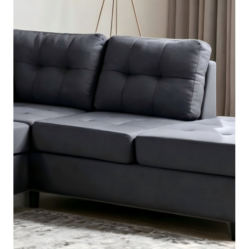 Light Luxury Grey Upholstered Corner Sofa—Featuring A Reversible Chaise And Spacious Seating, Perfectly Suited For Home Apartments.