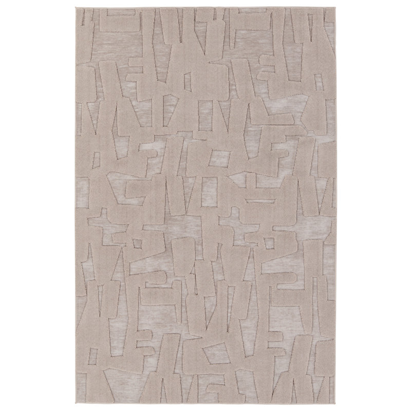 Ivy Bronx Corsen Powerloomed Abstract Tan/Taupe Area Rug, Rectangle 9'6" x 13'6"