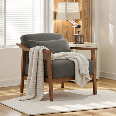 Fauteuil d'appoint en bois massif avec coussin lombaire Reagan