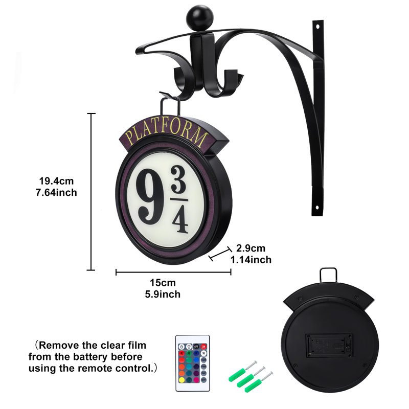 Vintage Hanging 9 3/4 Night Light Movies Metal Wall Hanging Platform Night Light 16 Colours Changing