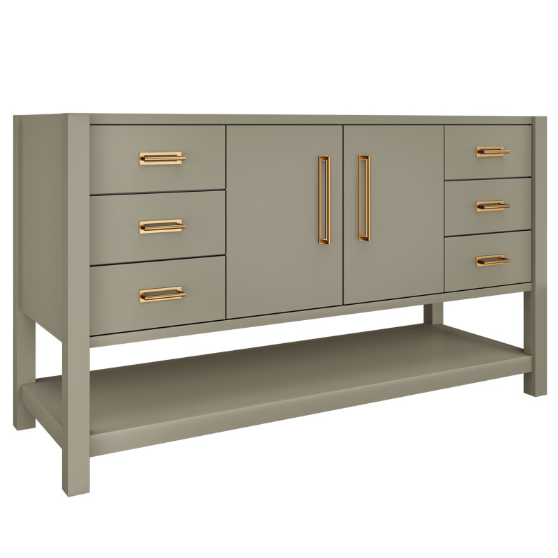 Kiawah Single Extra Wide Bath Vanity, French Olive, Satin Gold, 60"