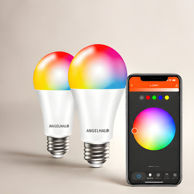 9 Watt A19 Smart Light Bulbs, RGBCW Color Changing Light Bulbs, Wi-Fi & Bluetooth, Work with Alexa and Google Assistant, 2 Pack