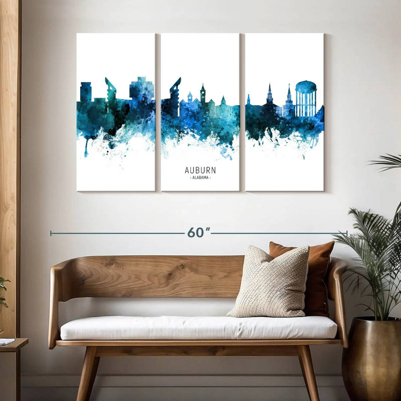 Rube Auburn Alabama Skyline I, H 32 po x l 50 po