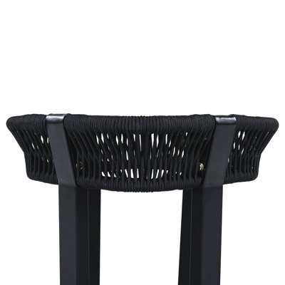 Table de bout d'extérieur en bois d'acacia avec corde noire et structure en métal