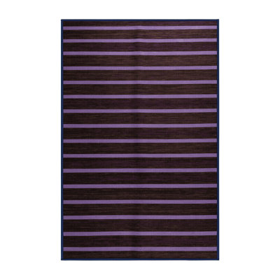 Machine Washable Horizontal Stripes Black Area Rug