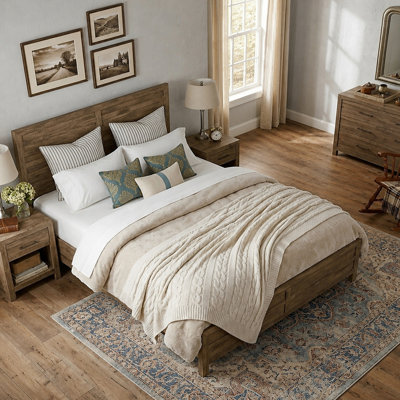 Queen Bed Frame with Panel Headboard