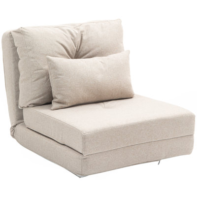 Convertible Flip Chair, Floor Lazy Sofa, Folding Upholstered Couch Bed With Adjustable Backrest, Metal Frame And Pillows For Living Room Bedroom by Corrigan Studio