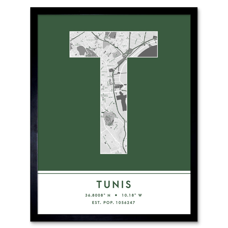 Tunis Tunisia City Map - Single Picture Frame Typography