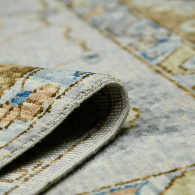Blu Wool Oriental Area Rug in Neutral, Rectangle 10' x 14'
