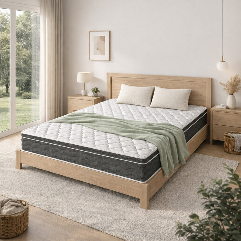 Grand matelas hybride 14 po - Mousse viscoélastique gélifiée rafraîchissante pour soulager la pression et isoler les mouvements 
