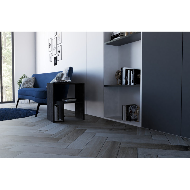 Table d'appoint moderne anthracite 17,7 po x 20,4 po x 11,6 po | Panneau de particules revêtu de mélamine à 100%, conception murale | Style scandinave élégant, durable et fonctionnel pour le salon et la chambre à coucher