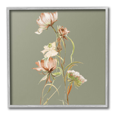 «Delicate Blooms on Green», estampe numérique encadrée par Liz Jardine