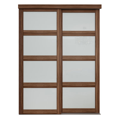 48 po x 80 1/2 po Porte coulissante en verre givré opaque 4-Lite, noyer foncé