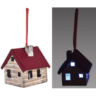 2.75'' Wood & Shiplap Wood Lighted Holiday Shaped Ornament