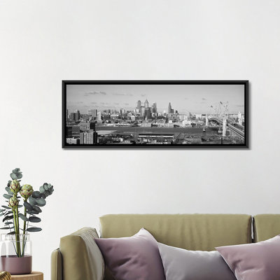 «Philadelphia Skyline Cityscape», reproduction de photo sur toile en noir et blanc