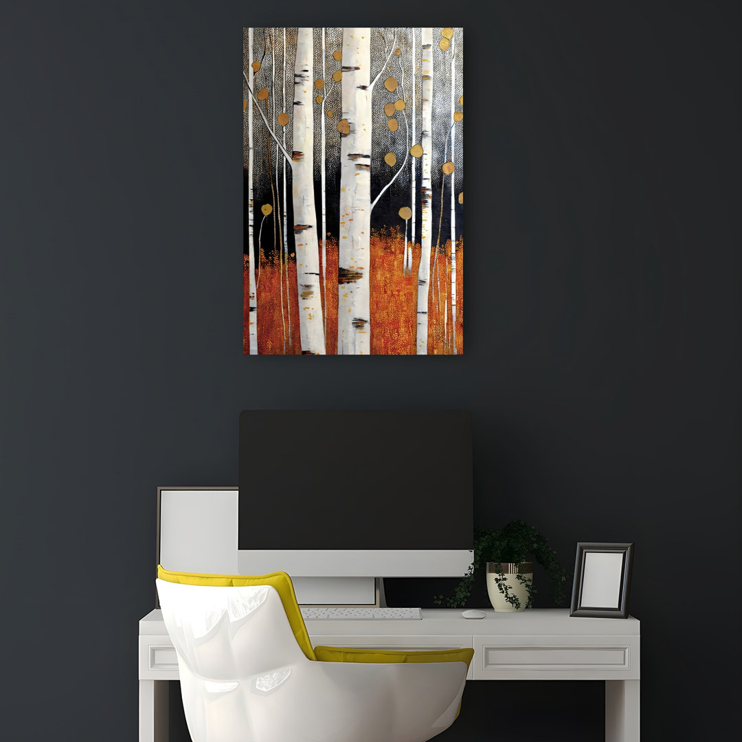White Birch Forest Abstract Contemporary Wall Art Print