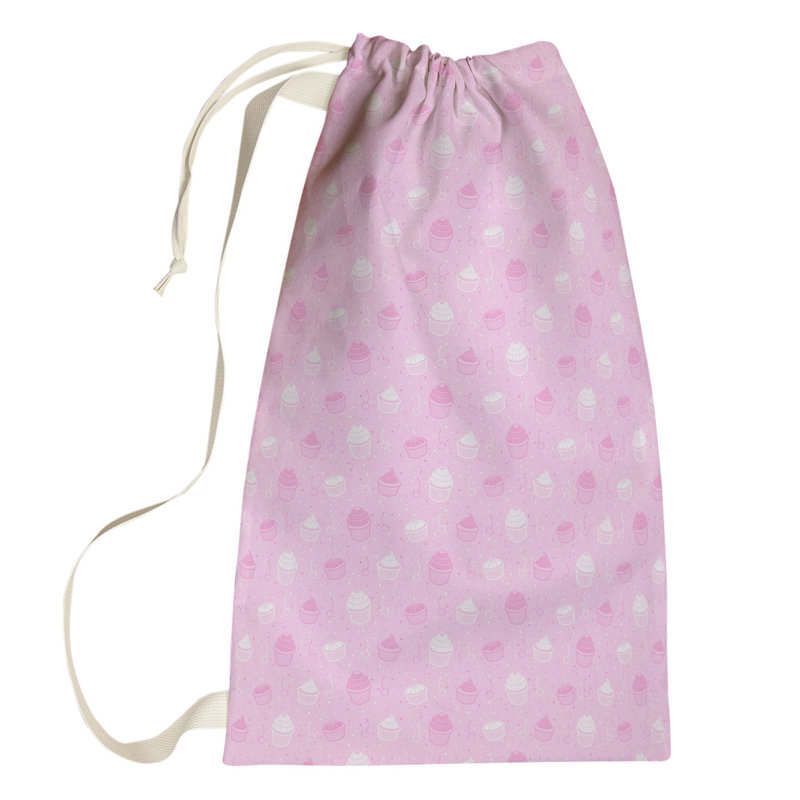 Leffel Fabric Laundry Bag with Handles, Small ( 64" H x 20" W x 1.5" D), Pink/Red/White