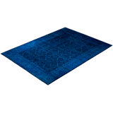 Overdyed Hand-Knotted Wool Modern-Contemporary Navy Area Rug 10' 4" x 13' 10"
