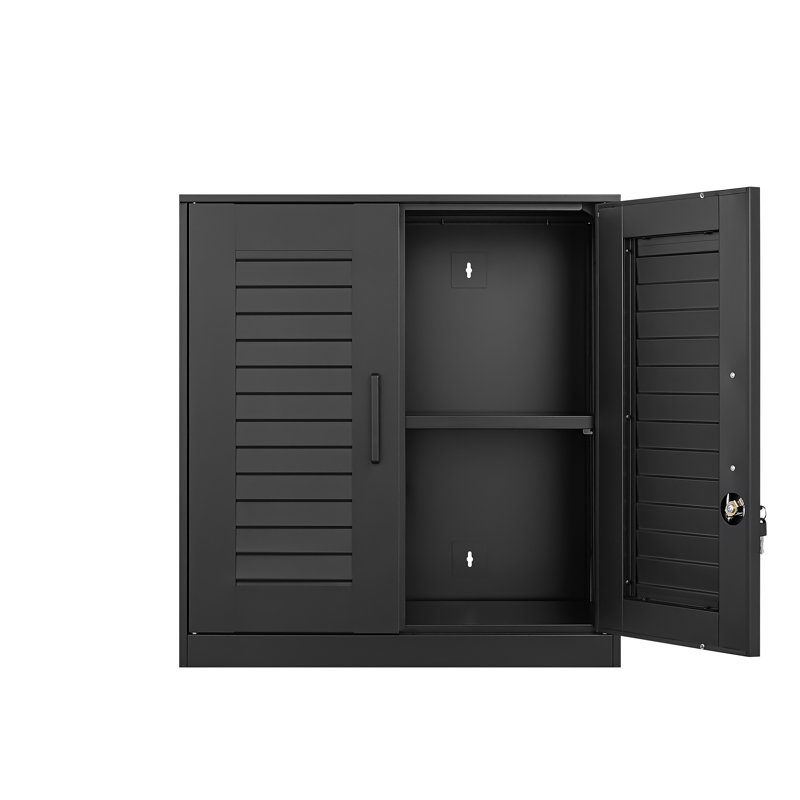 Armoire murale en métal, armoire de rangement murale avec serrure et poignée, armoire murale de garage avec tablettes réglables pour garages, espaces de rangement, sous-sols