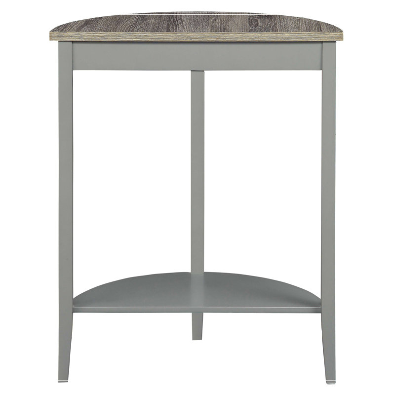 Grey Oak and Grey Half Moon Console Table with Bottom Shelf
