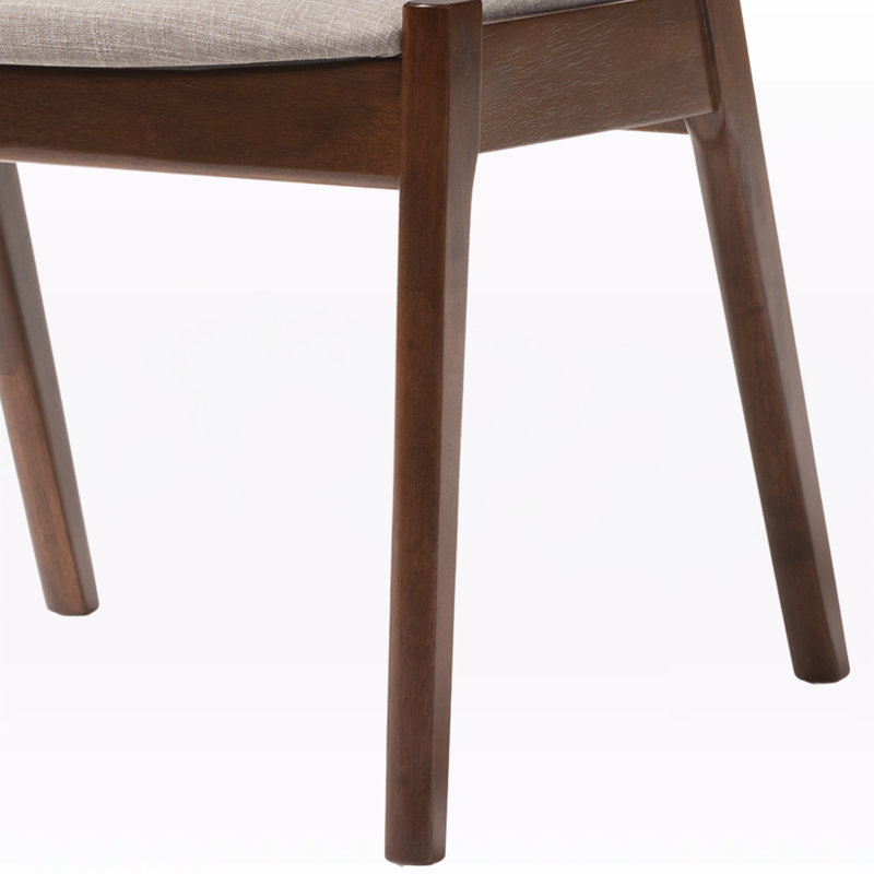 Kayara Arm Chair in Grey Fabric and Brown Solid Wood, 30.51'' H X 19.69'' W X 21.26'' D