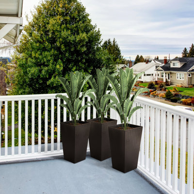 De 3 grands pots de fleurs avec drainage, pots d'extérieur pour jardin arboré, porte d'entrée intérieure, brun, l 14,32 po x H 24 po, terrasse, salon, carré