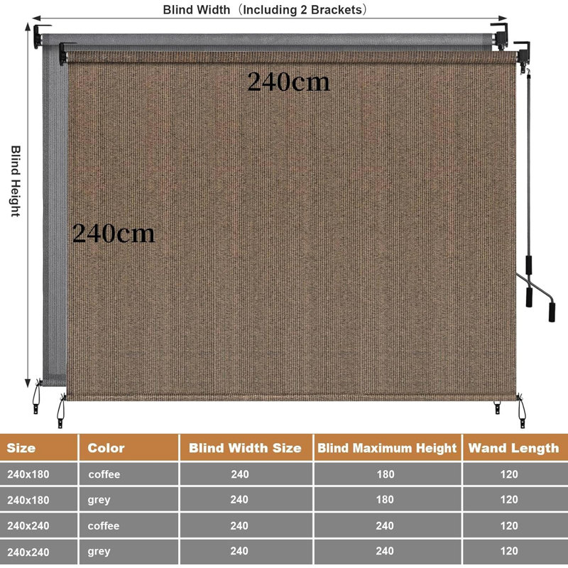 Hdpe Vertical Awning, Brown, 244cm H x 244cm W x 3cm D
