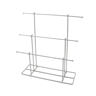 Présentoir à bijoux en forme de T 13 po x 14 po x 4,5 po pour bracelets et chaînes, acier-argent