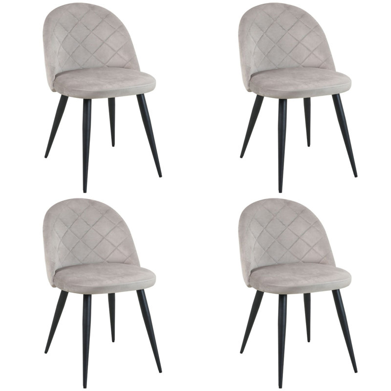 Scobey 47cm H Tufted Velvet Upholstered Upholstered Back Side Chair in Beige