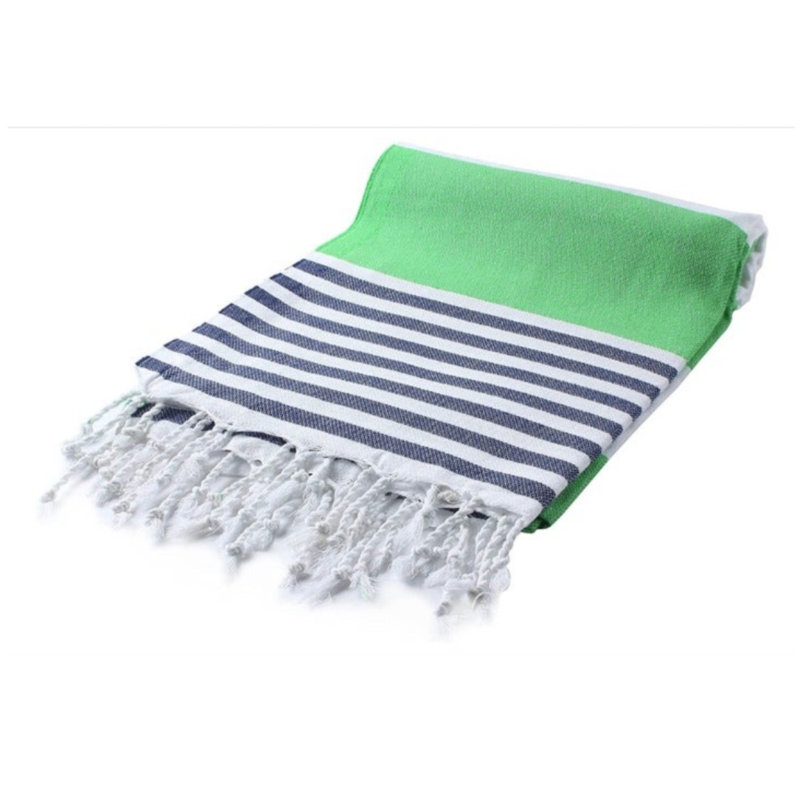 Mahika Turkish Cotton Lightweight Beach Towel, Green Navy