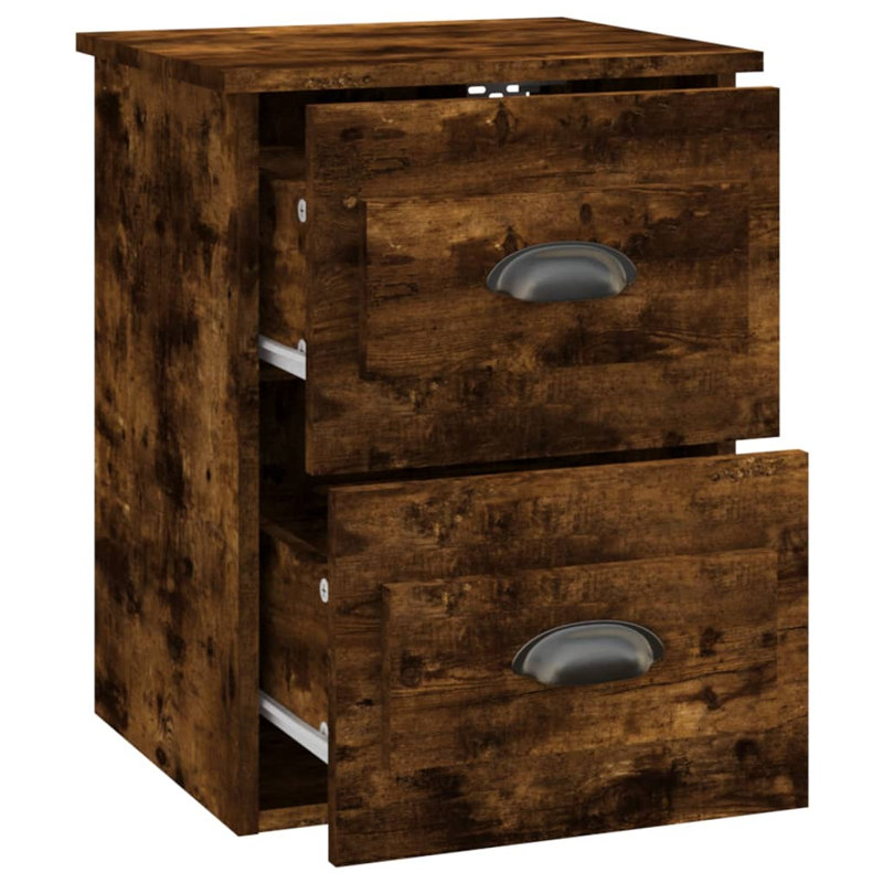 Krini 41.5cm W Manufactured Wood Bedside Table, Smoked Oak, Individual