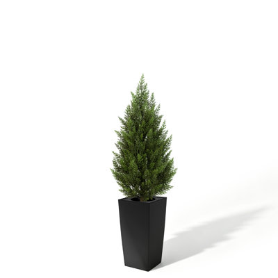 Artificial Cedar Tree in Black Pot, Realistic UV-Resistant Faux Greenery Topiary Cedar for Indoor or Outdoor Decor