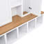 Arbre d'entrée Juno Modern Farmhouse 4 en 1 avec banc de rangement, 6 crochets et compartiments ouverts