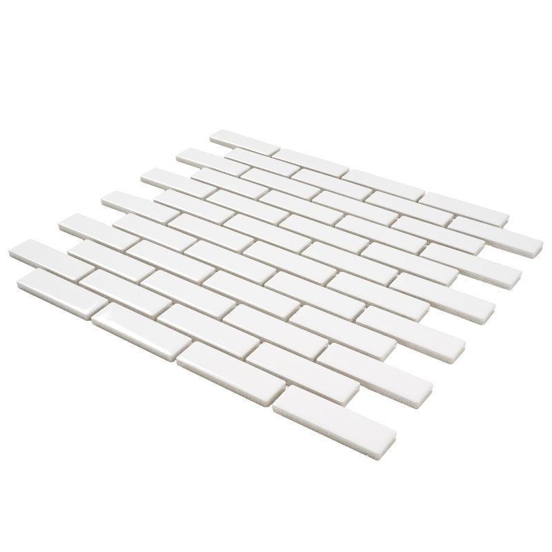Carreau de mosaïque à joint de brique en porcelaine 1 po x 3 po, Blanc