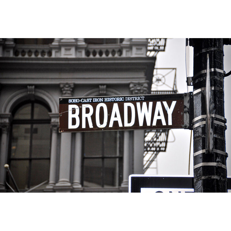 Broadway Street Sign, New York, SOHO, quartier des théâtres, H 16 po x l 24 po x P 1,5 po