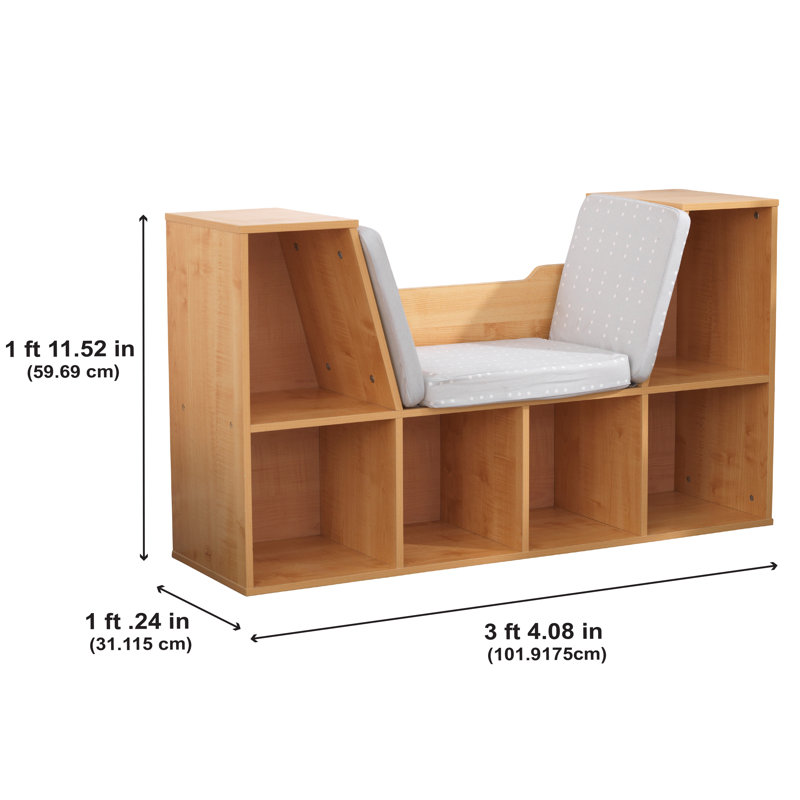 Bookcase with Reading Nook, 6 Shelves, Natural