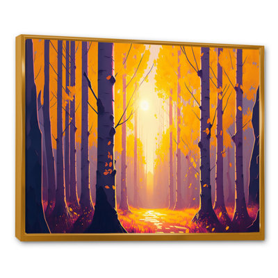 Golden Hour Birch Trees IV - Décoration murale paysage forêt