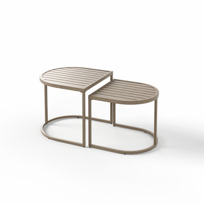 Oval and Half Moon Iron Outdoor Coffee Table , 44.1 " W 23.2 " D
