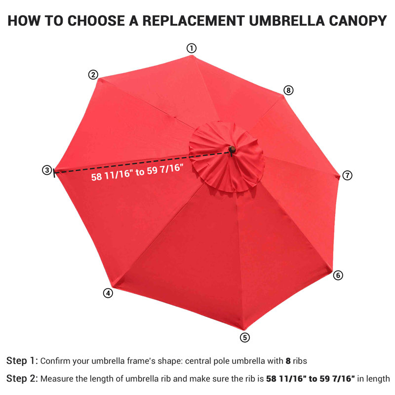 Parasol de remplacement pour patio 10 pi, Rouge