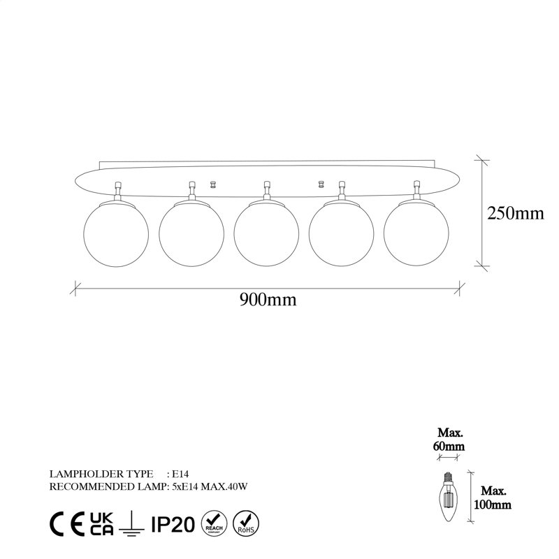 Plafonnier semi-encastré en verre Emberto, Or, Transparent
