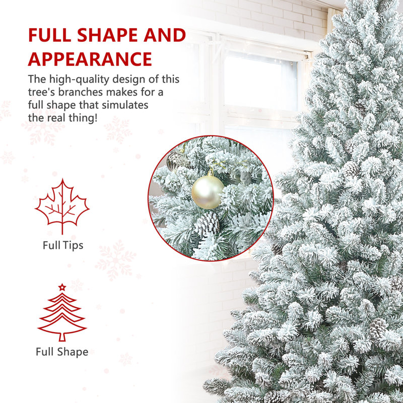 4FT Flocked Christmas Tree with Pine Cones