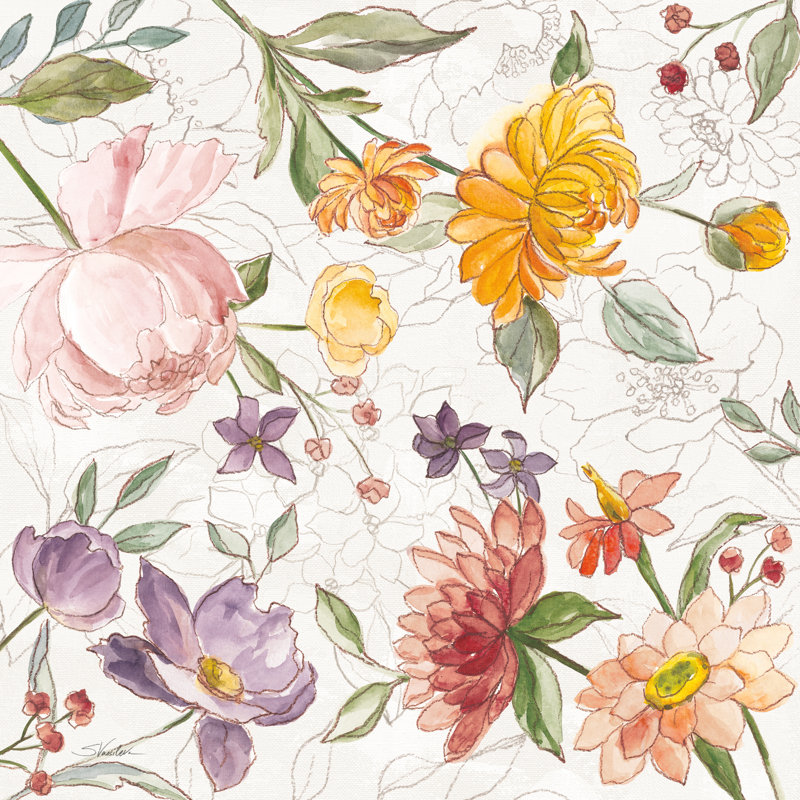 «August Blooms V» par Silvia Vassileva, reproduction sur toile tendue, H 30 po x l 30 po, Pas de tapis