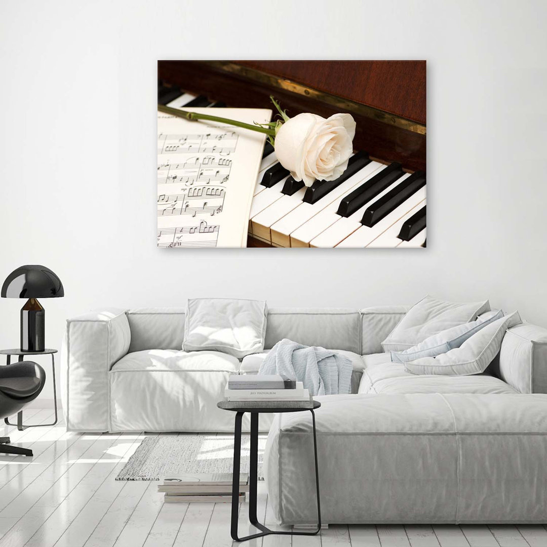 Leinwandbild Music Piano Rose Noten