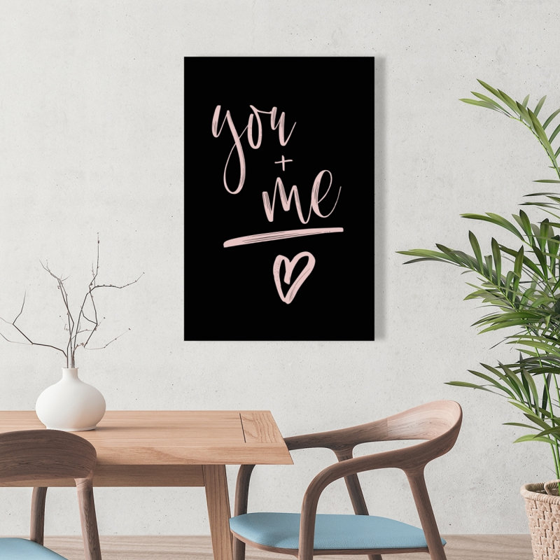Toile typographique rose You + me - Décoration élégante