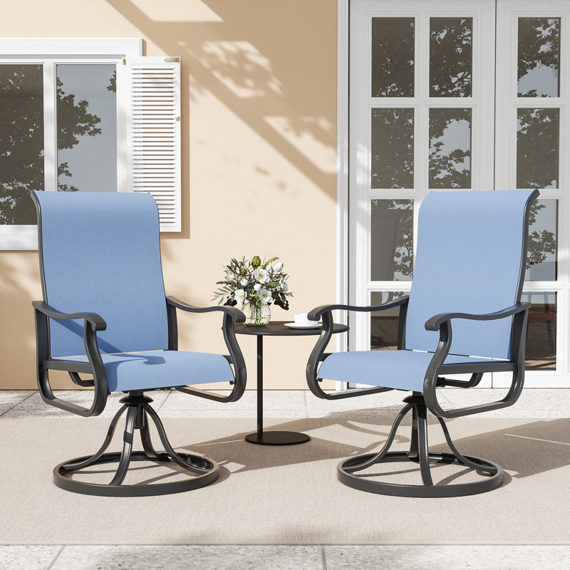 Ensemble de 2 fauteuils de patio pivotants à dossier haut Avionce, Marine