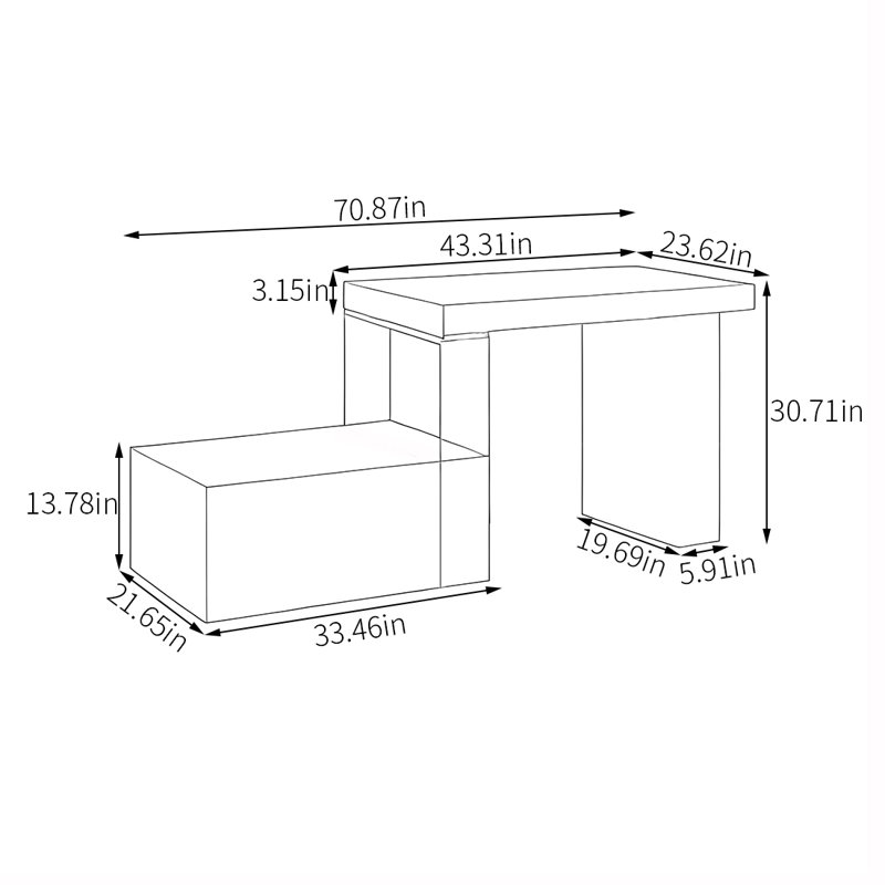 Merchandiser Prall l 70 po, H 30,71 po x l 70,87 po x P 23,62 po