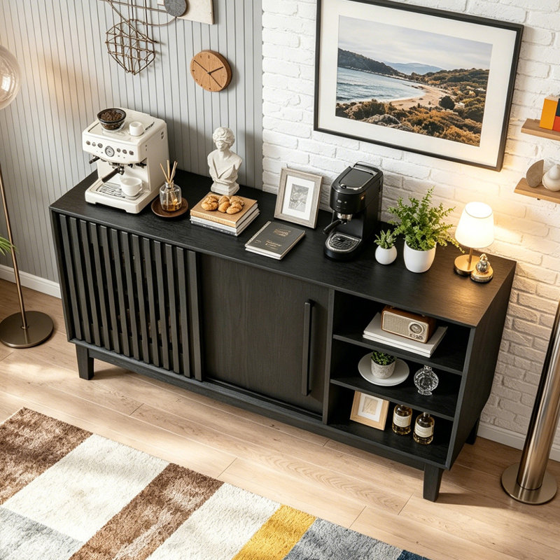 Buffet 47,3 "avec rangement, Black
