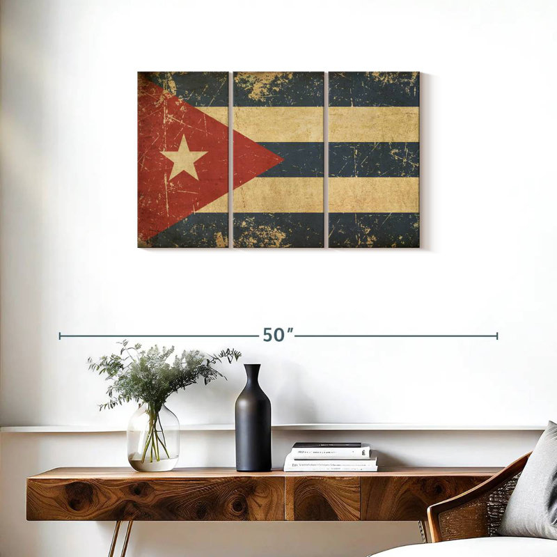 Drapeau Borges Cuba, H 20 po x l 33 po