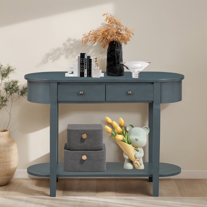 Console Table With Curved Design, Navy