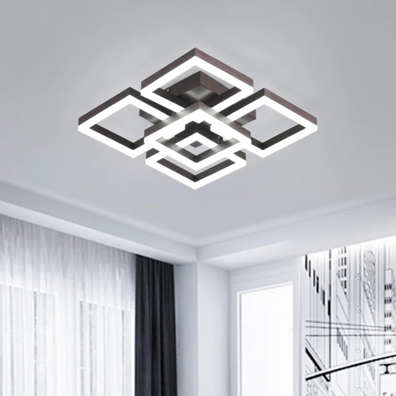 Kommer 5-Light 45cm Unique Square/Rectangle LED Dimmable Flush Mount